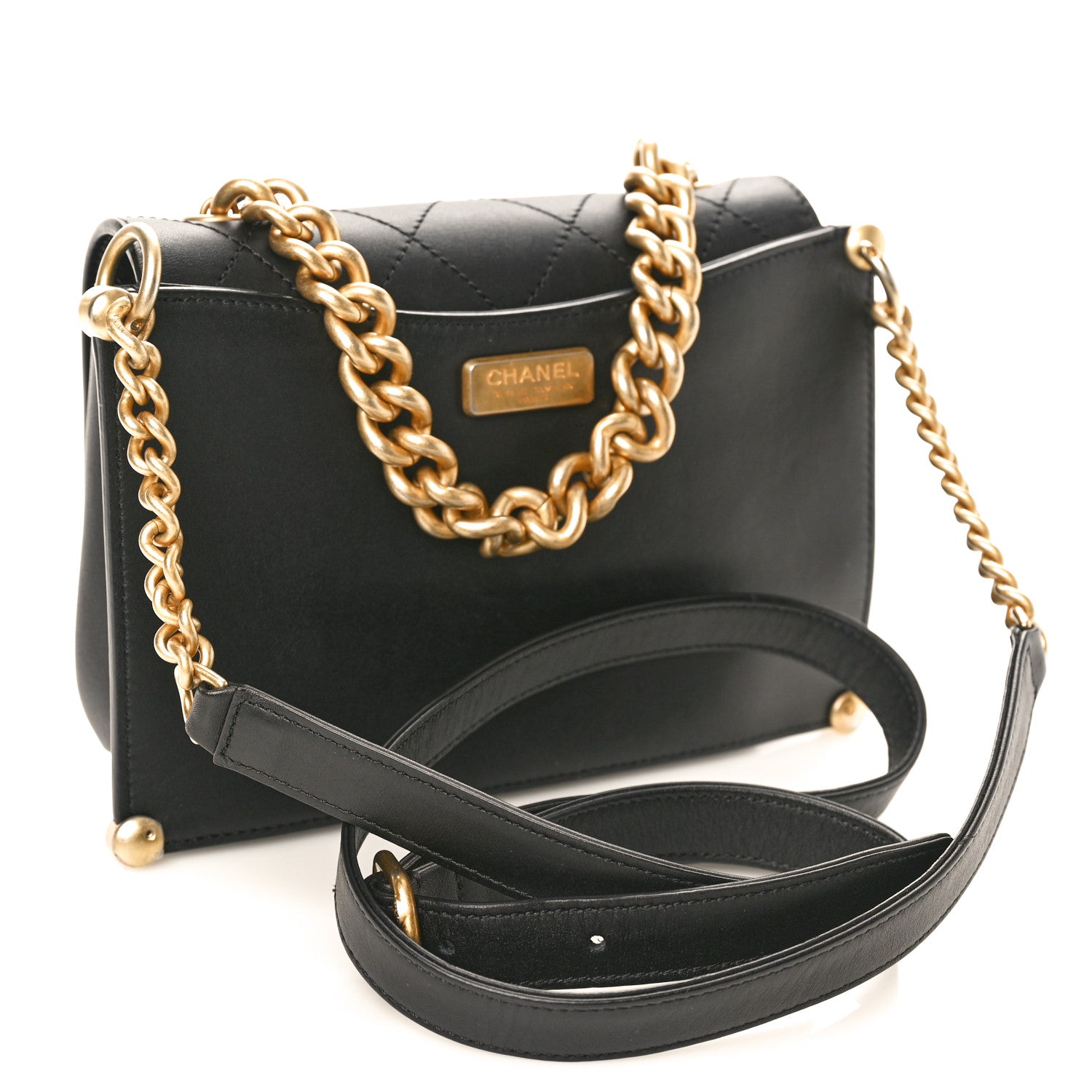 Chanel Calfskin Stitched Flap Black 3 of 10