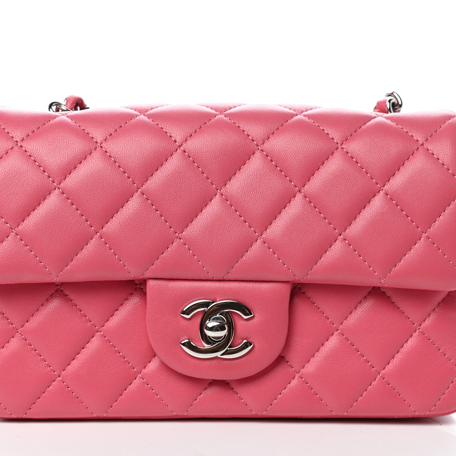 Chanel Lambskin Quilted Mini Rectangular Flap Pink 10 of 11