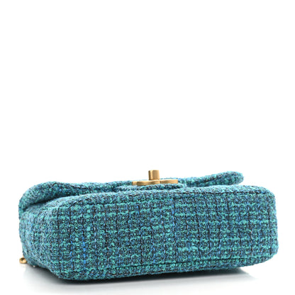 Chanel Tweed Enamel Quilted Pending CC Mini Square Flap Blue Green 4 of 9