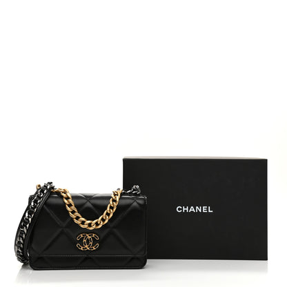 Chanel Lambskin Quilted Chanel 19 Wallet On Chain WOC Black 13 of 13