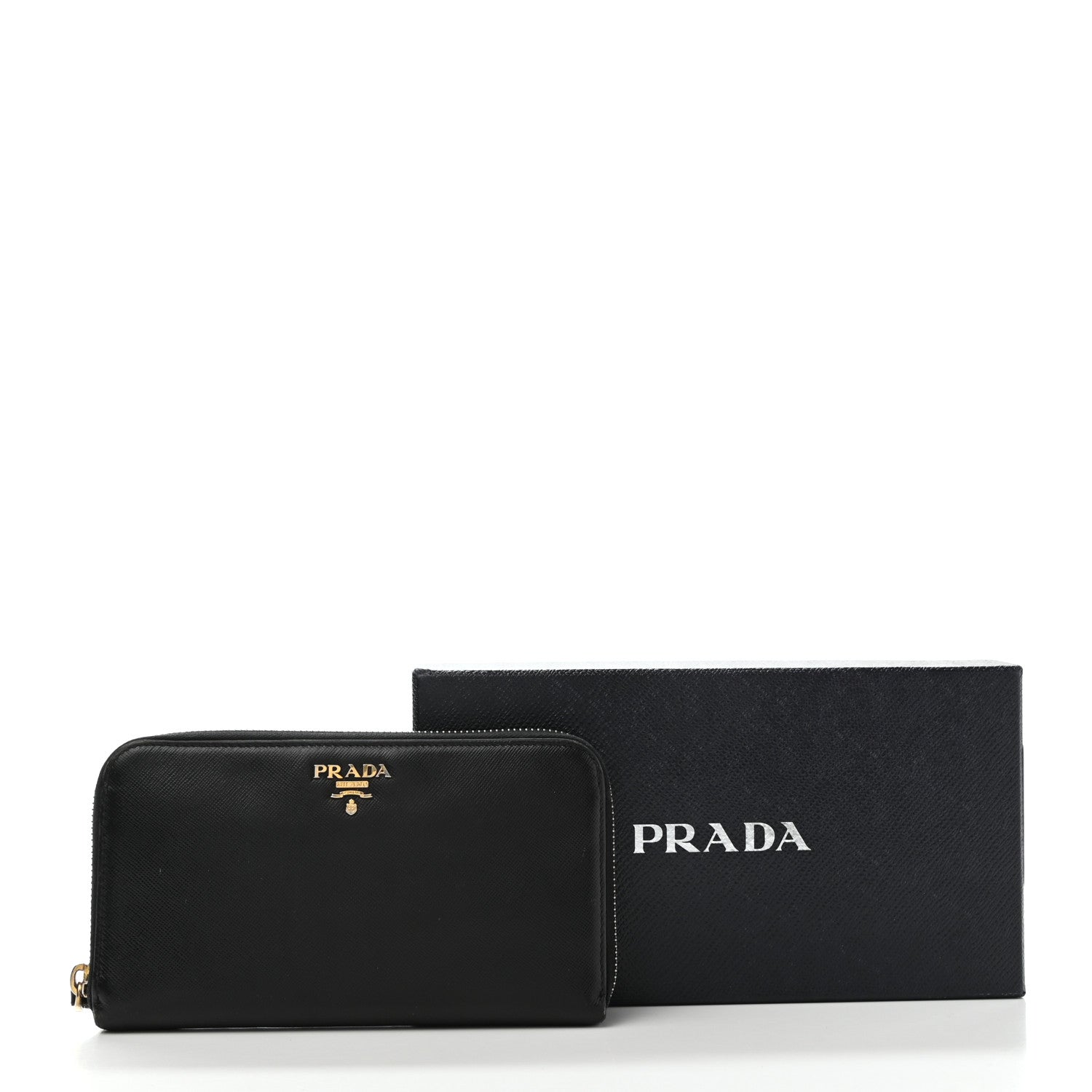 Prada Saffiano Metal Zip Around Wallet Black 10 of 10