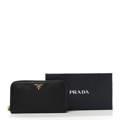 Prada Saffiano Metal Zip Around Wallet Black 10 of 10