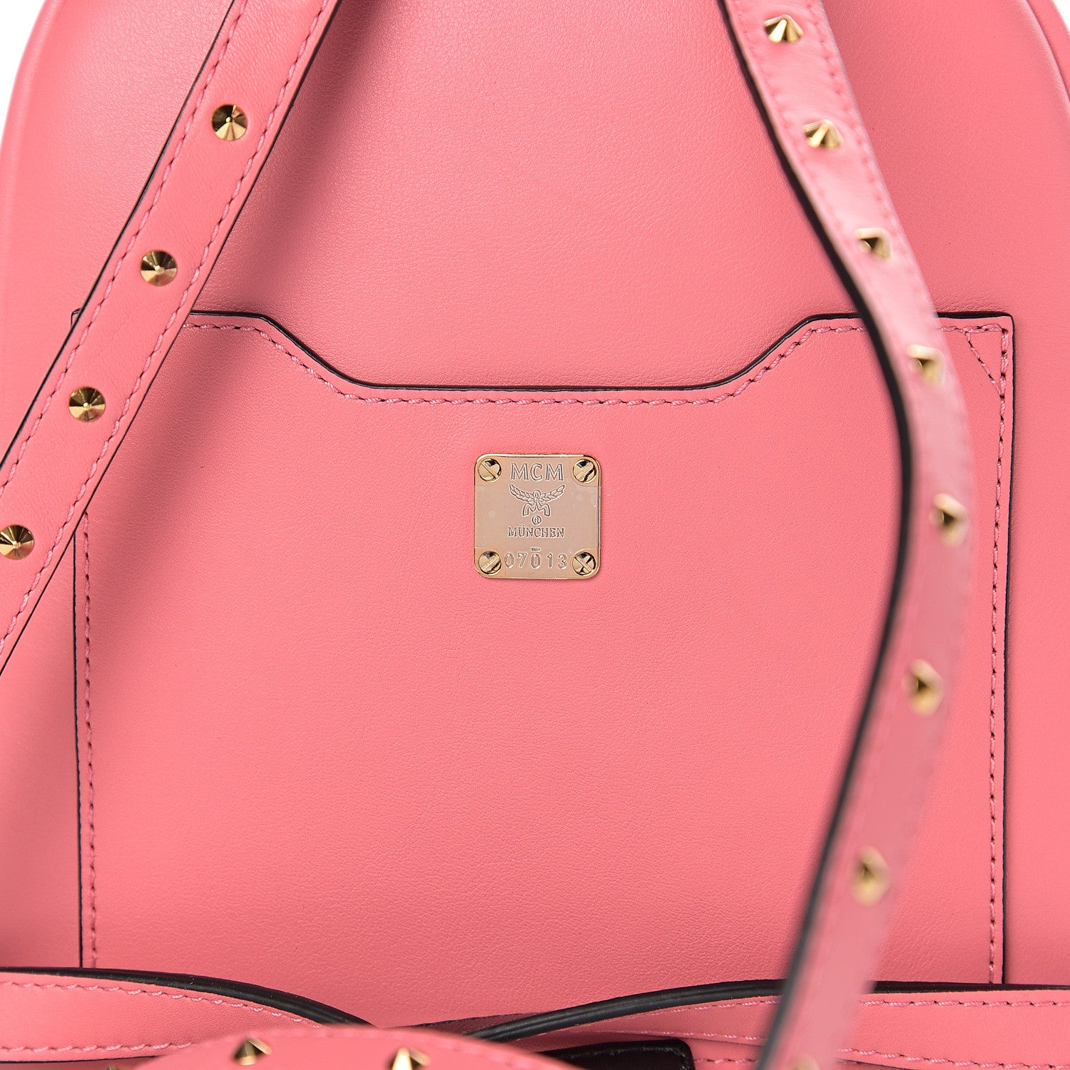 MCM Calfskin Mini Duchess Polke Studs Backpack Pink 8 of 9