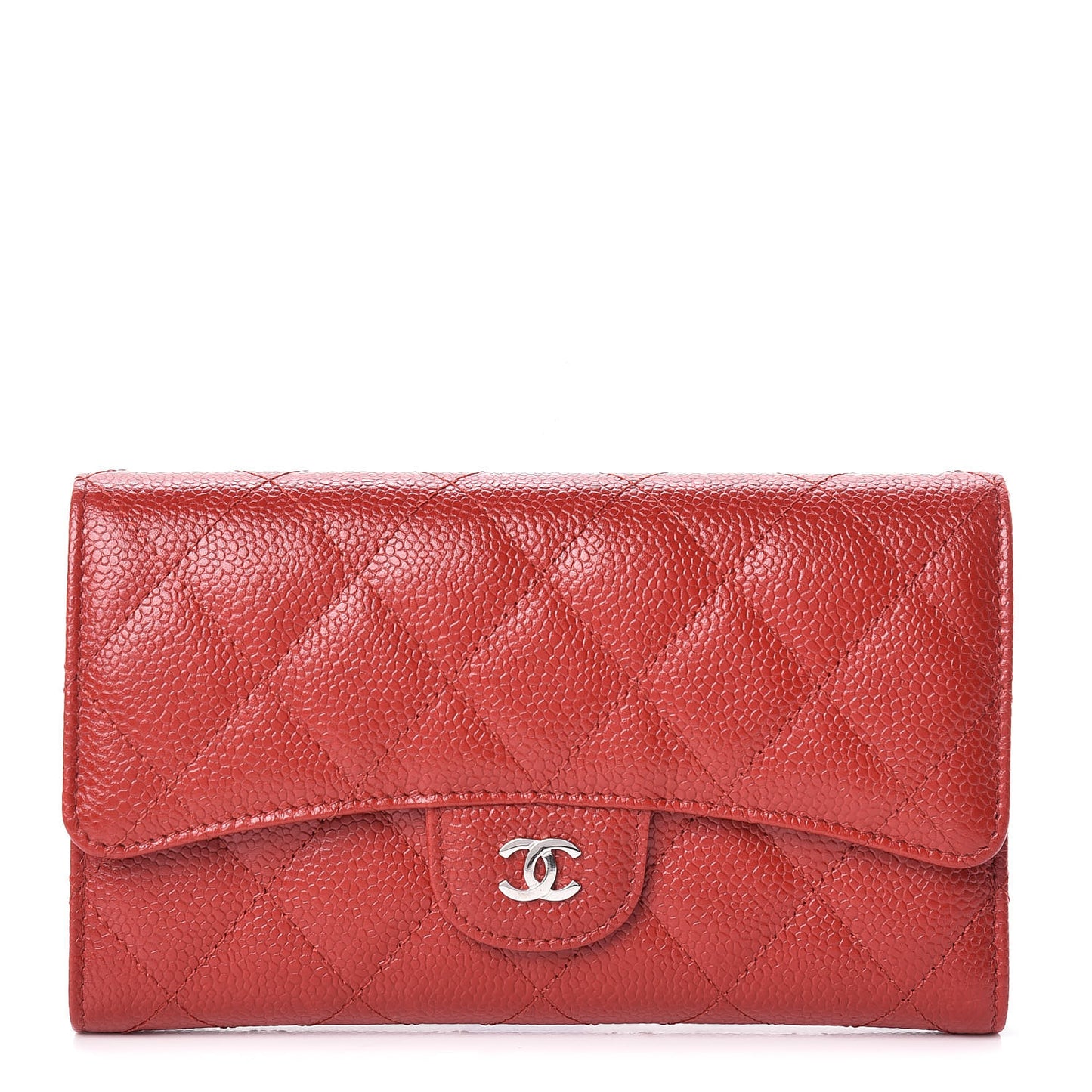 Caviar Quilted Large Flap Wallet Red