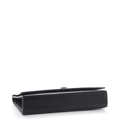 Dolce & Gabbana Lizard Calfskin Embossed Flap Clutch Black 5 of 10