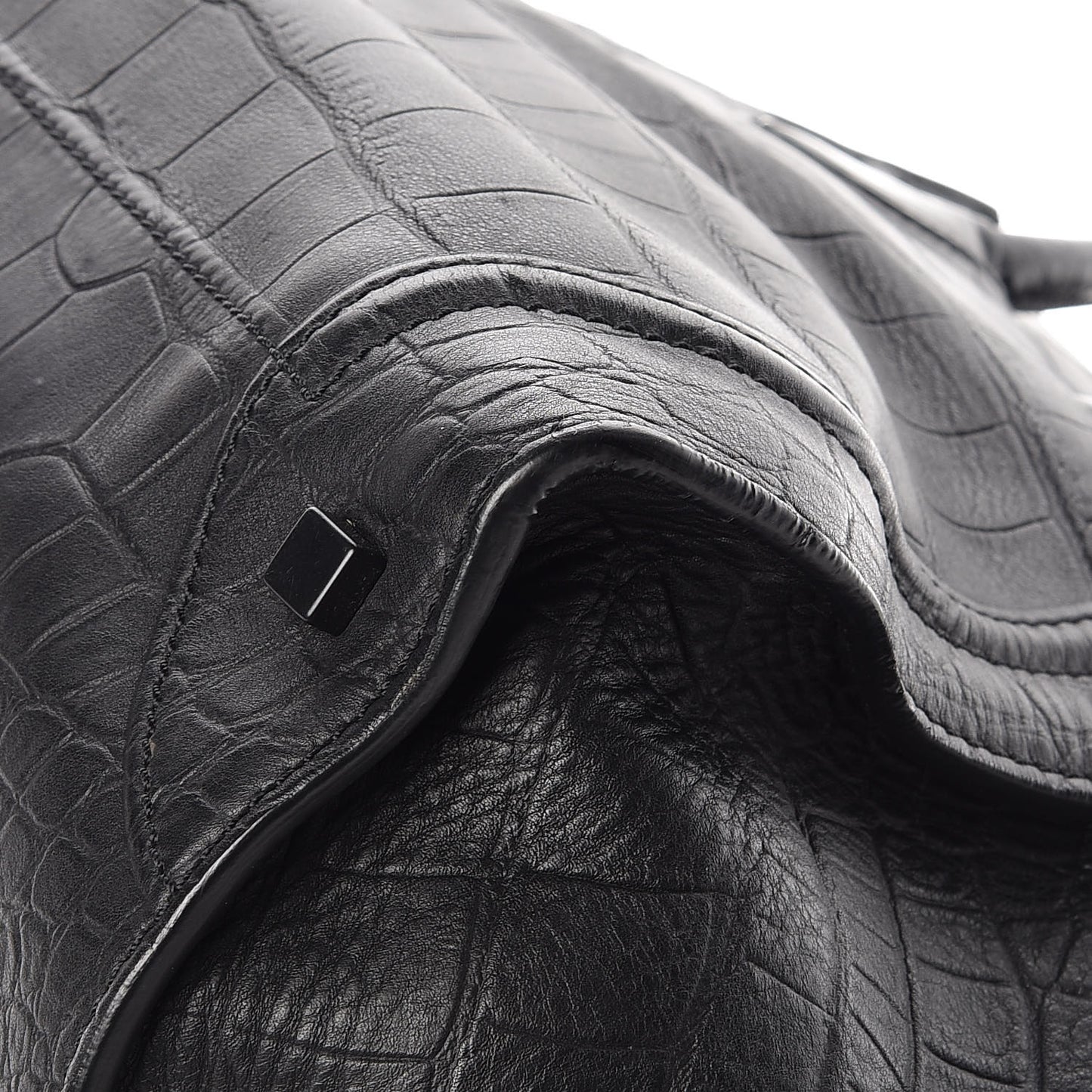 Crocodile Embossed Calfskin Medium Phantom Luggage Black