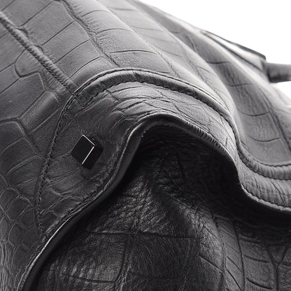 Celine Crocodile Embossed Calfskin Medium Phantom Luggage Black 17 of 19