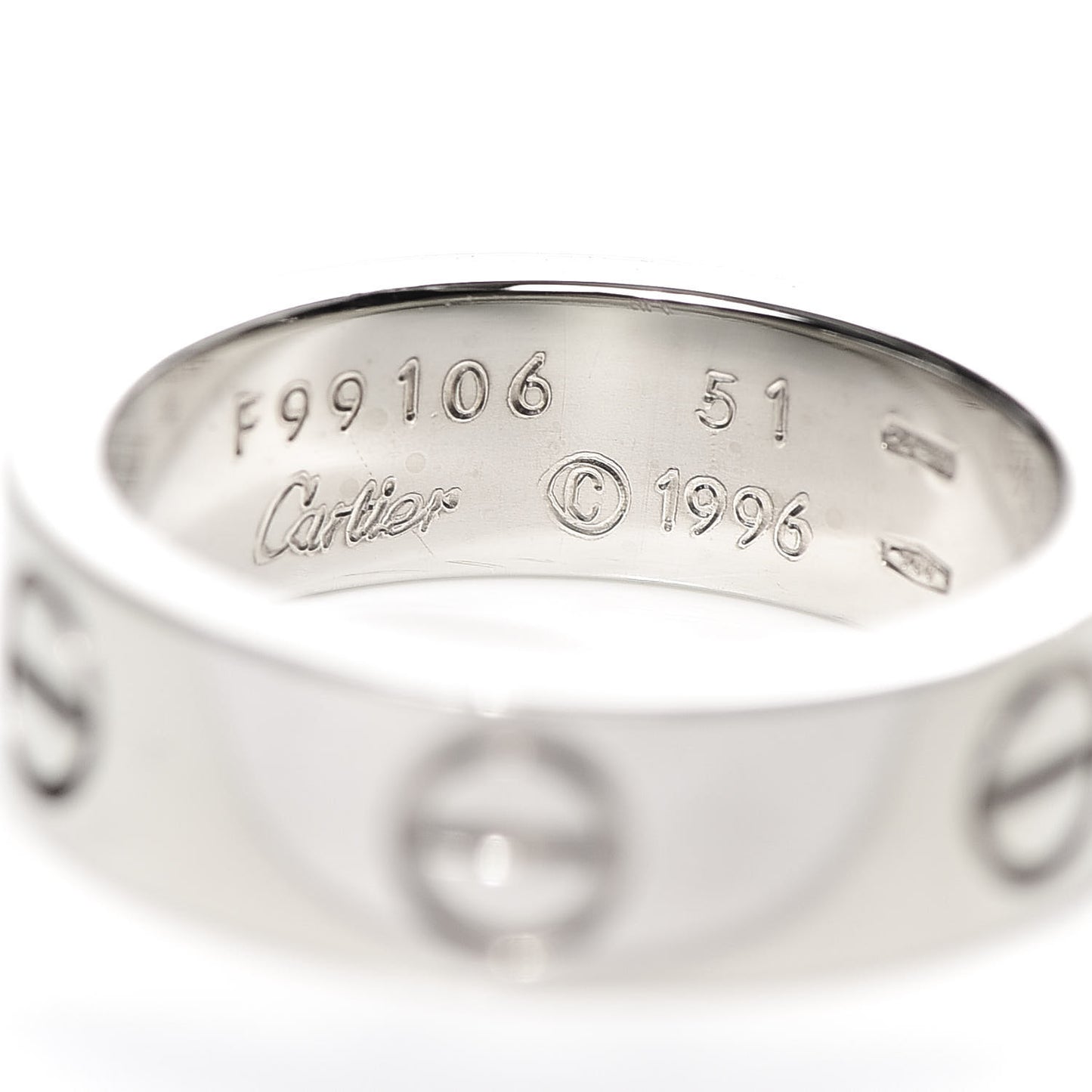 18K White Gold 5.5mm LOVE Ring 51 5.75