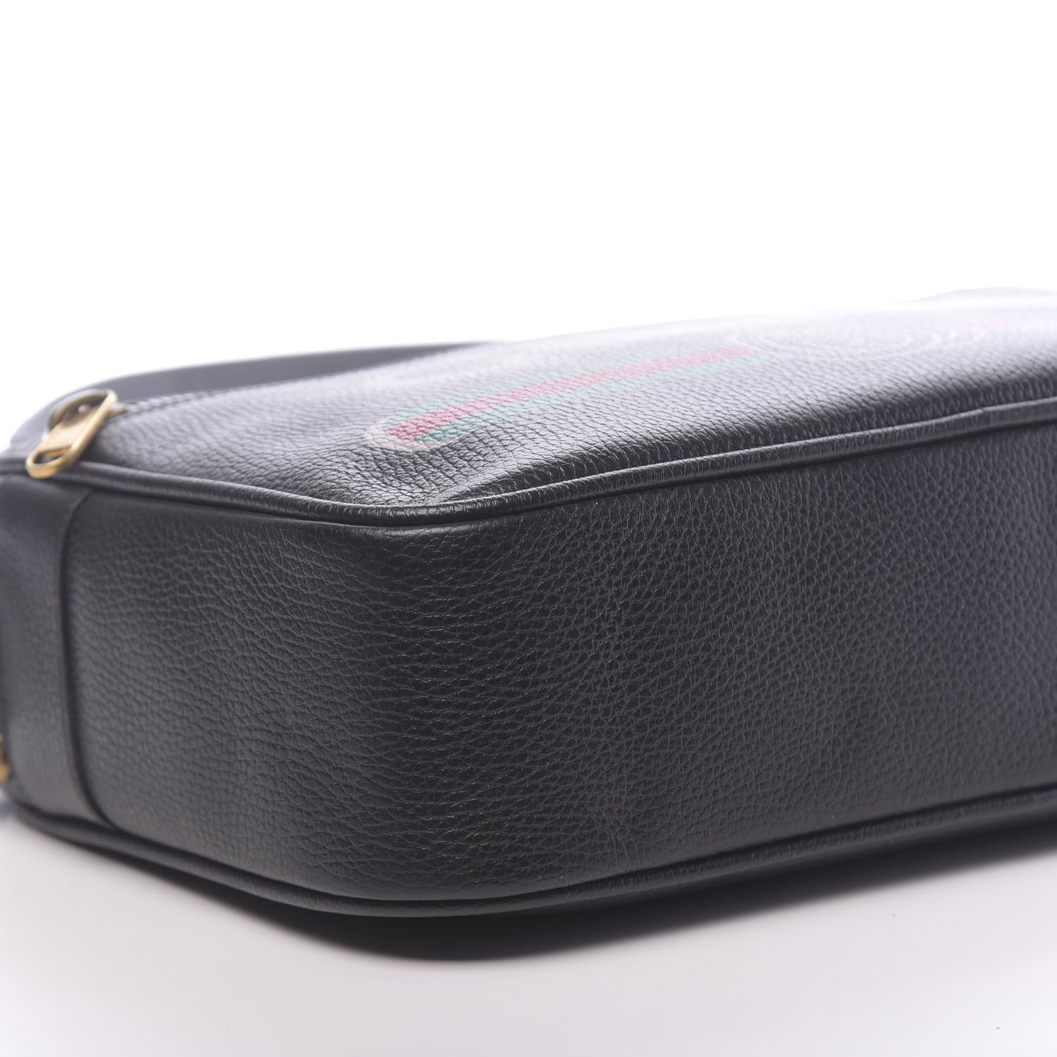 Gucci Pebbled Calfskin Logo Messenger Bag Black 9 of 10