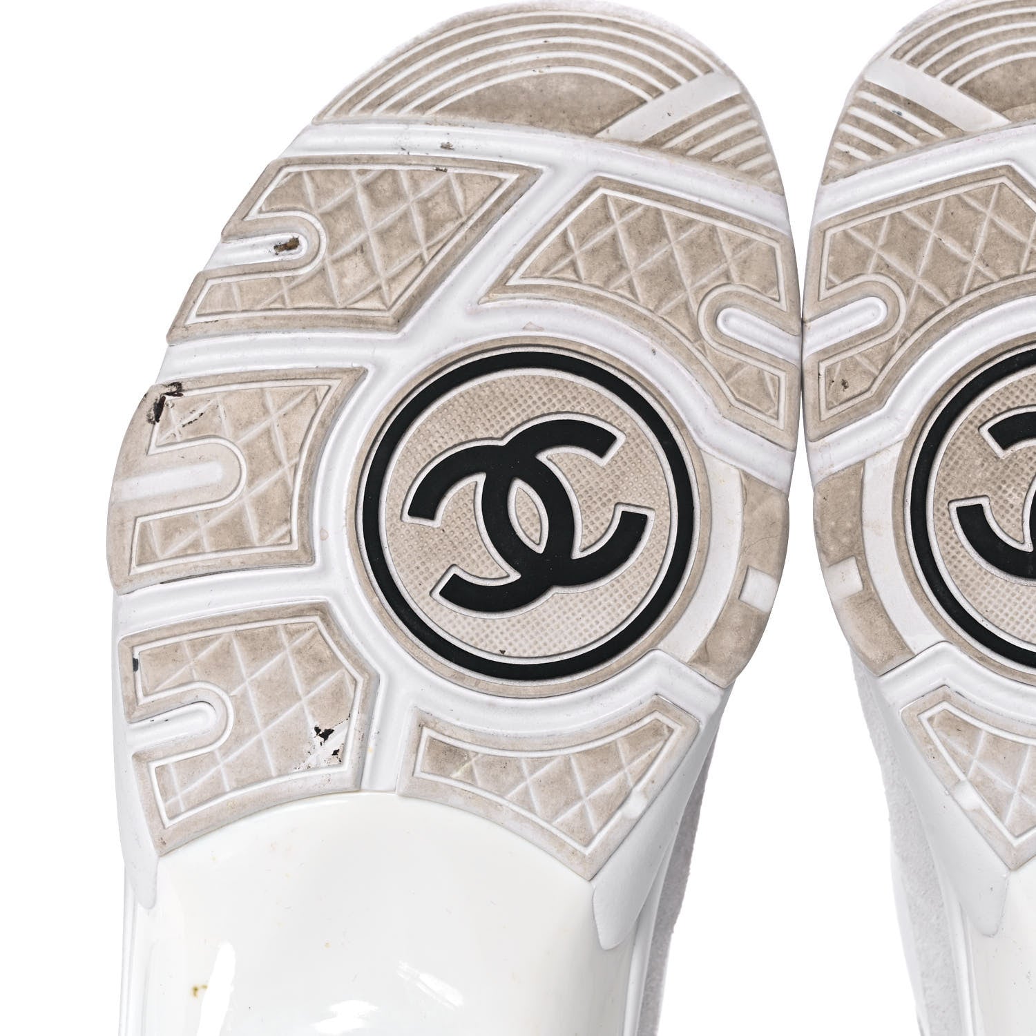 Chanel Suede Calfskin Fabric CC Sneakers 40.5 White 6 of 10