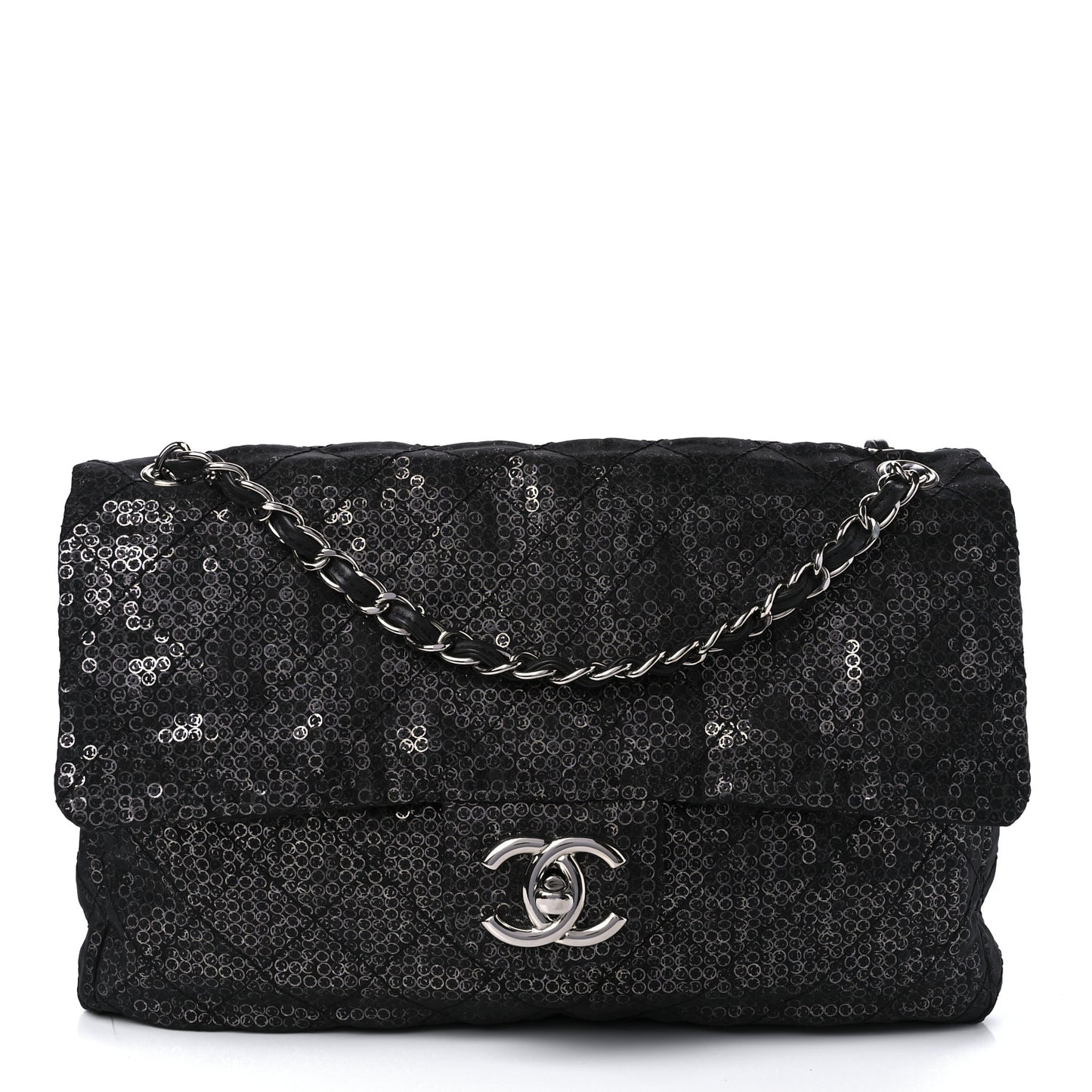 Hidden Sequin Maxi Flap Black