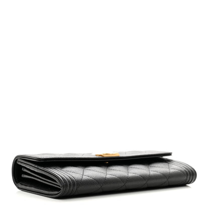 Chanel Caviar Quilted Large Boy Gusset Flap Wallet Black 4 of 9