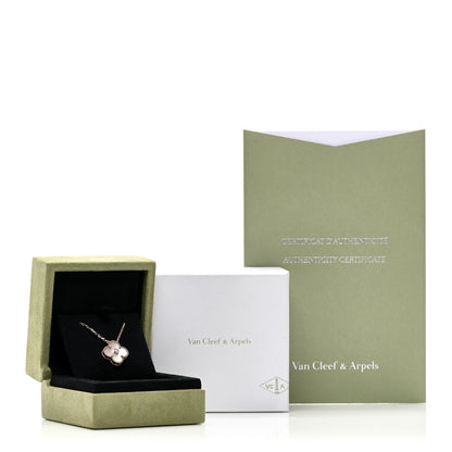 Van Cleef & Arpels 18K Rose Gold Diamond Pink Mother of Pearl Vintage Alhambra Pendant Necklace 6 of 6
