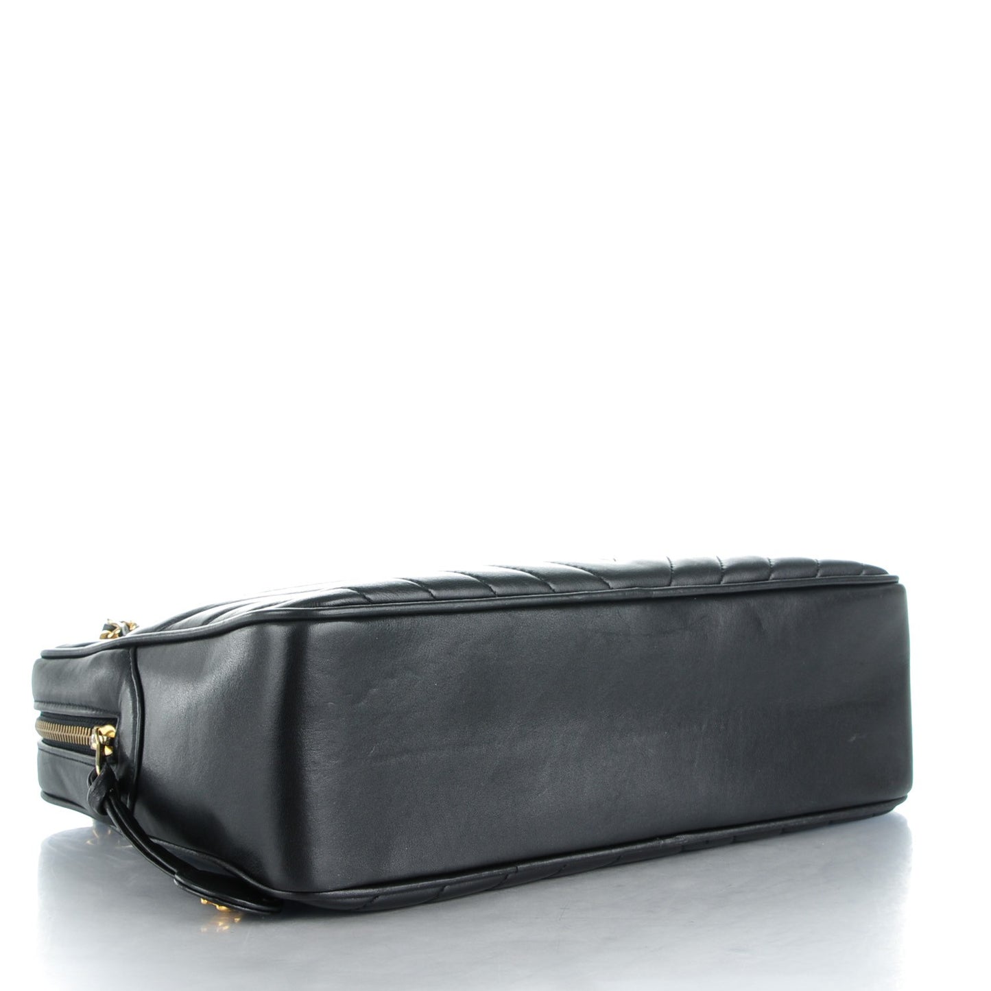 Lambskin Chevron Quilted Camera Case Black