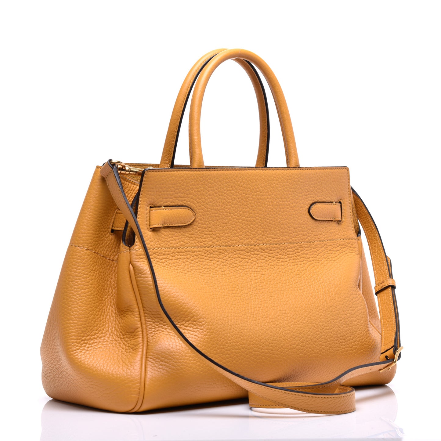 Classic Grain Calfskin Belted Bayswater Tote Amber