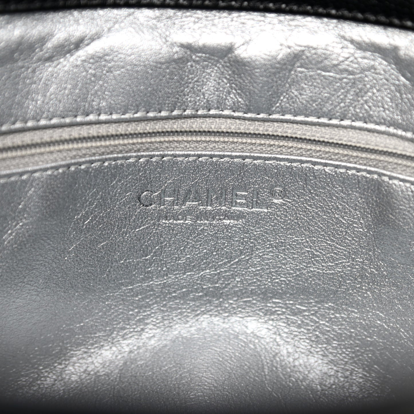 Glazed Caviar East West Modern Chain Tote Black