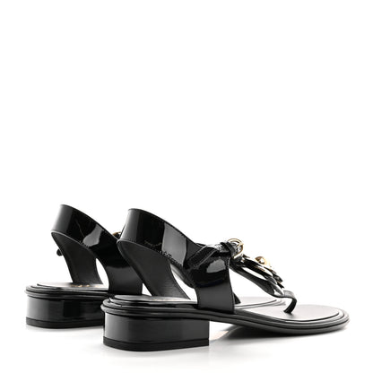 Chanel Patent Calfskin Camellia Thong Sandals 38 Black White 5 of 10