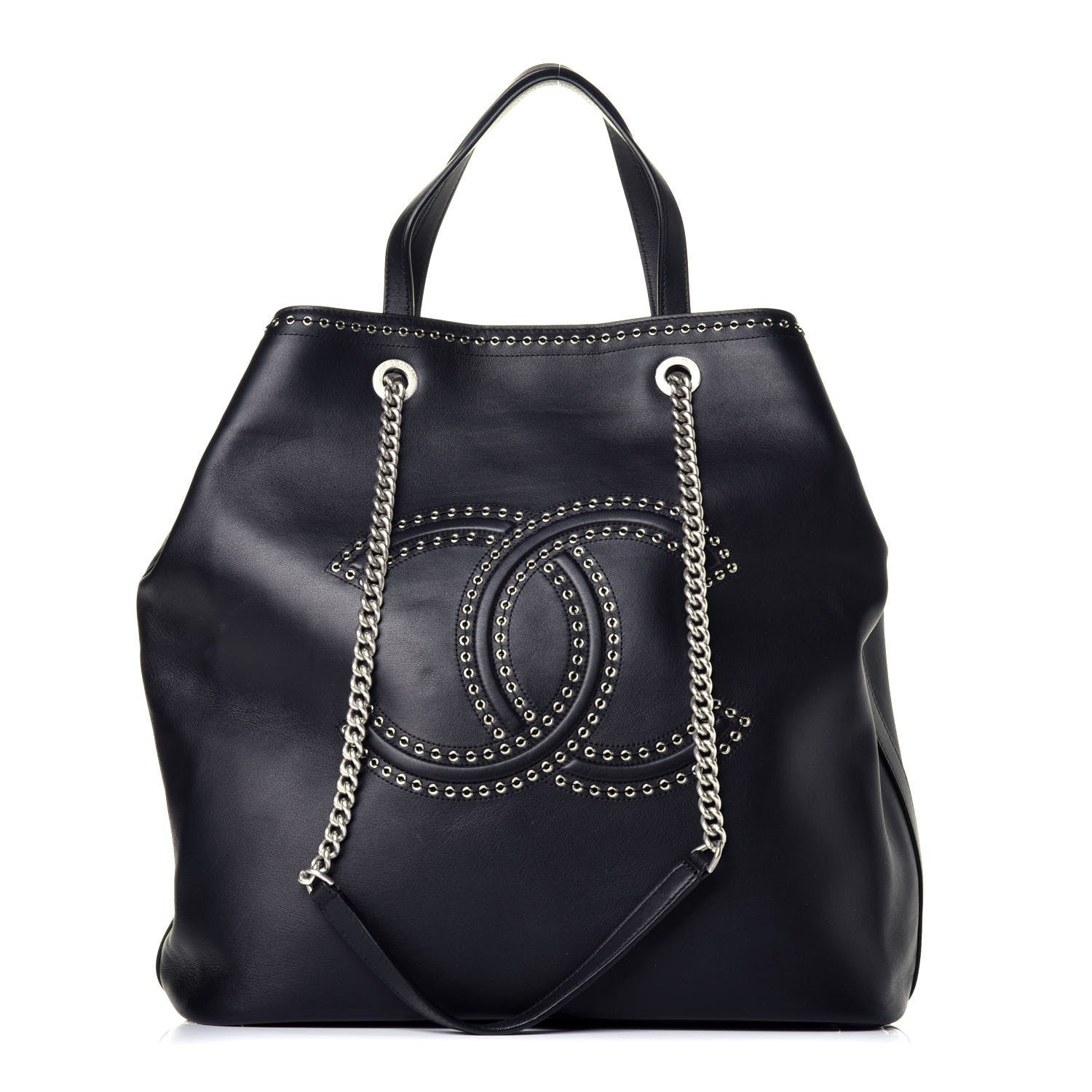 Chanel Calfskin Large Coco Eyelets Shopping Tote Black 1 of 10