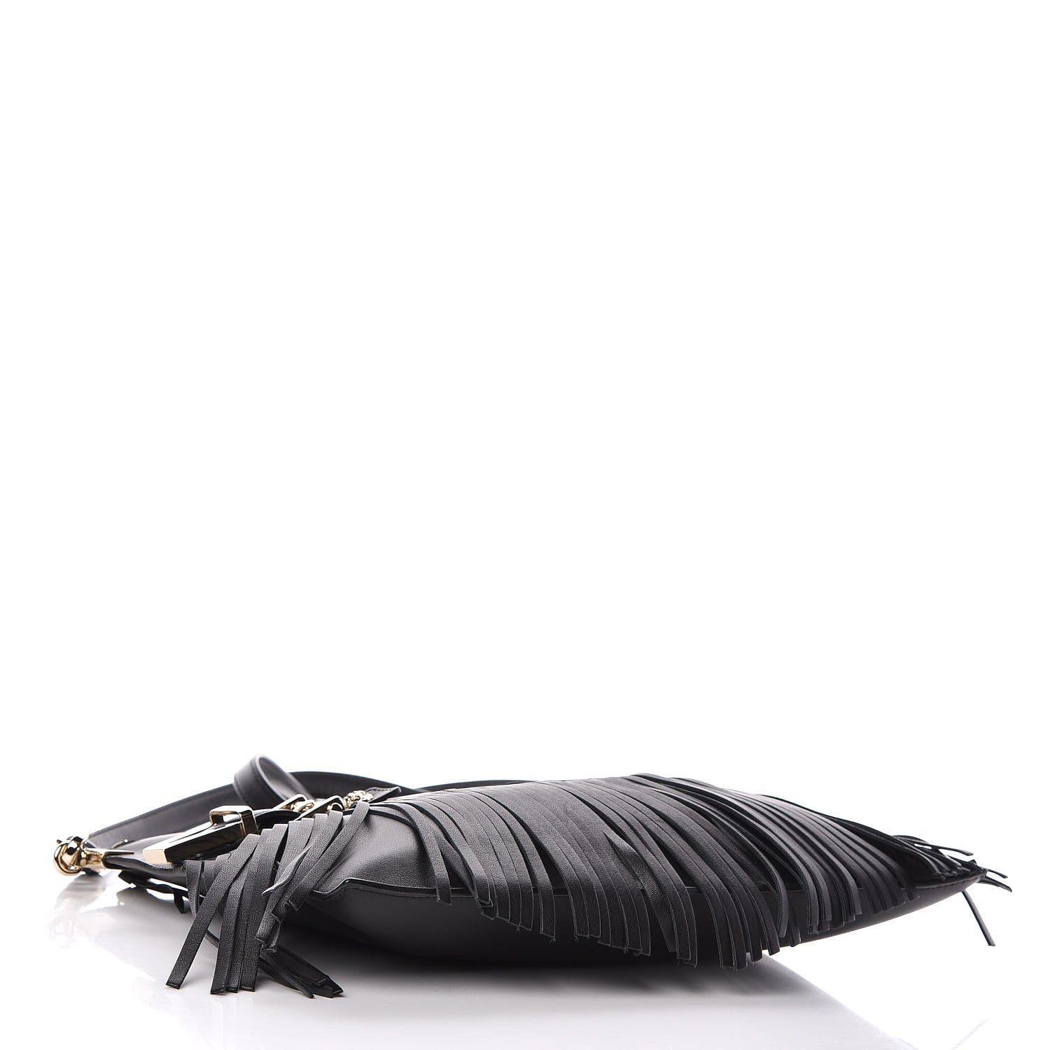 Versace Calfskin Palazzo Fringe Crossbody Bag Black 4 of 9