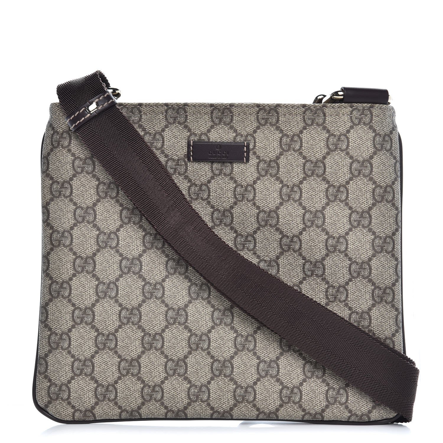 Gucci GG Supreme Monogram Small Flat Messenger Bag Dark Brown 1 of 7
