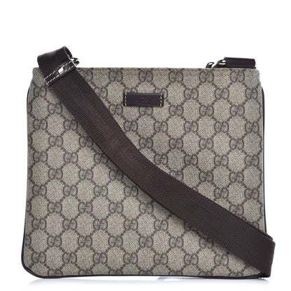 Gucci GG Supreme Monogram Small Flat Messenger Bag Dark Brown 1 of 7