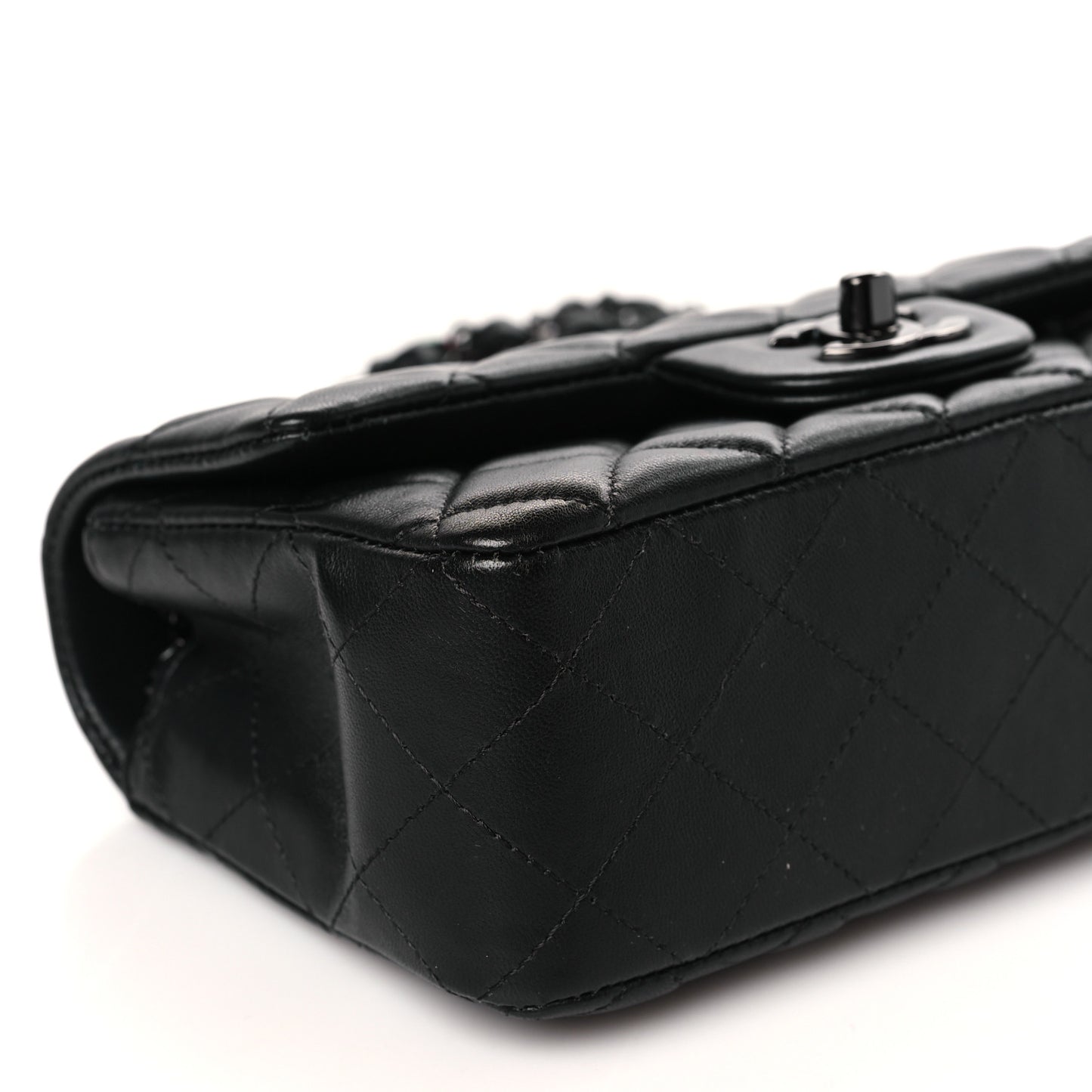 Lambskin Quilted Mini Rectangular Flap So Black