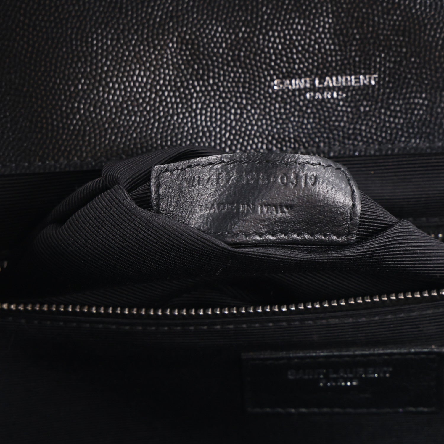 Saint Laurent Grain De Poudre Textured Mixed Matelasse Large Triquilt Monogram Satchel Black 8 of 11