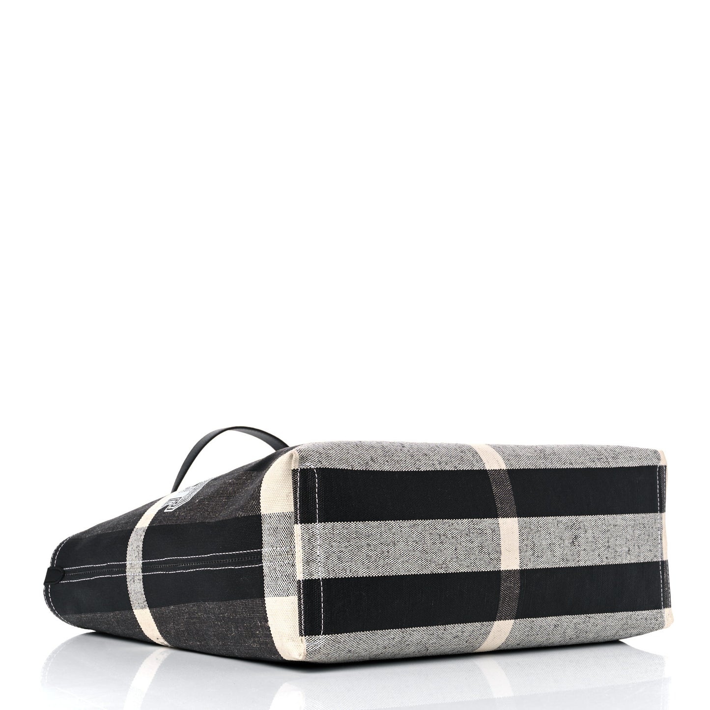 Coated Canvas Mega Check Large Reversible Doodle Tote Black White