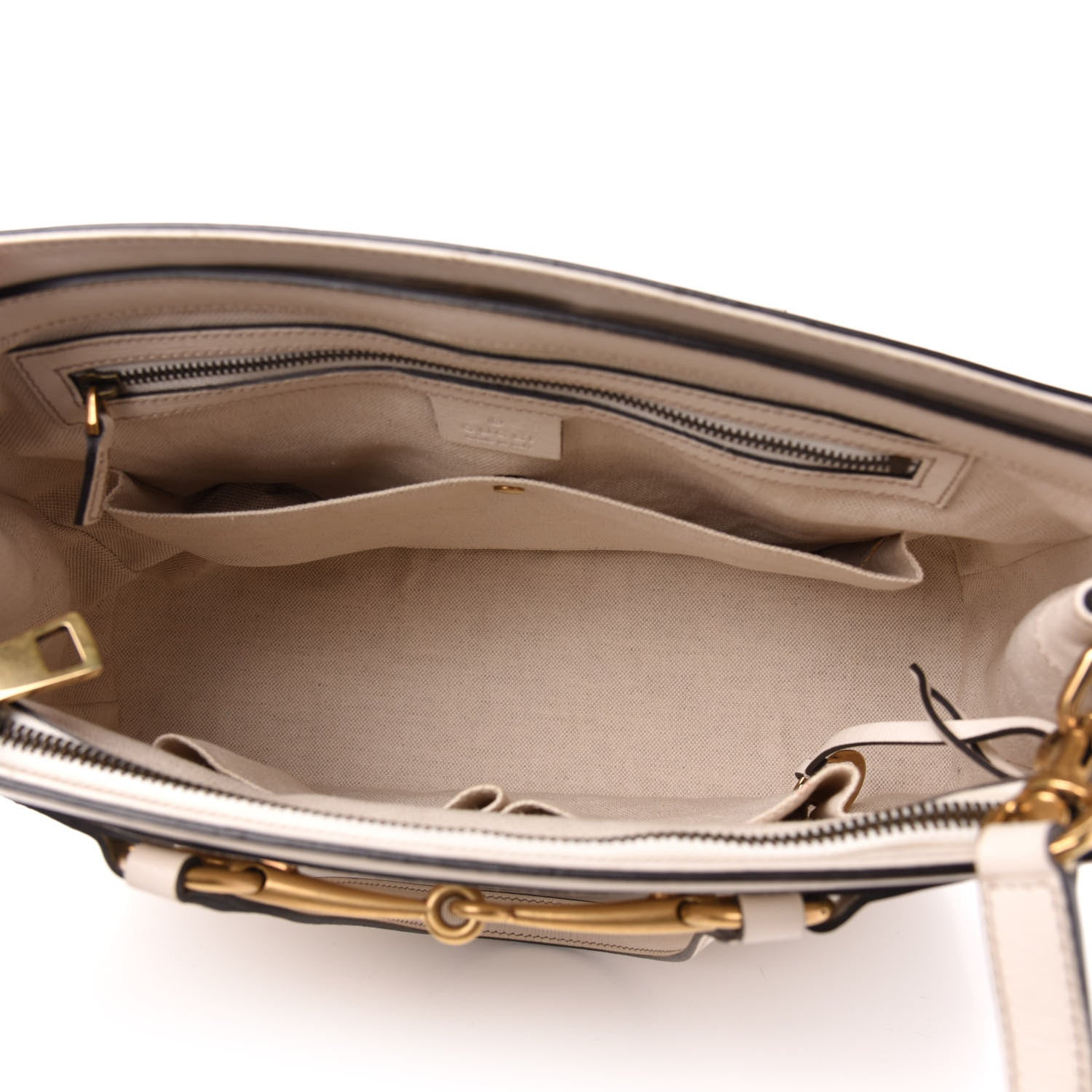 Gucci Textured Calfskin Medium Bright Bit Tote White 6 of 12