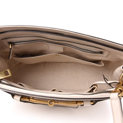 Gucci Textured Calfskin Medium Bright Bit Tote White 6 of 12