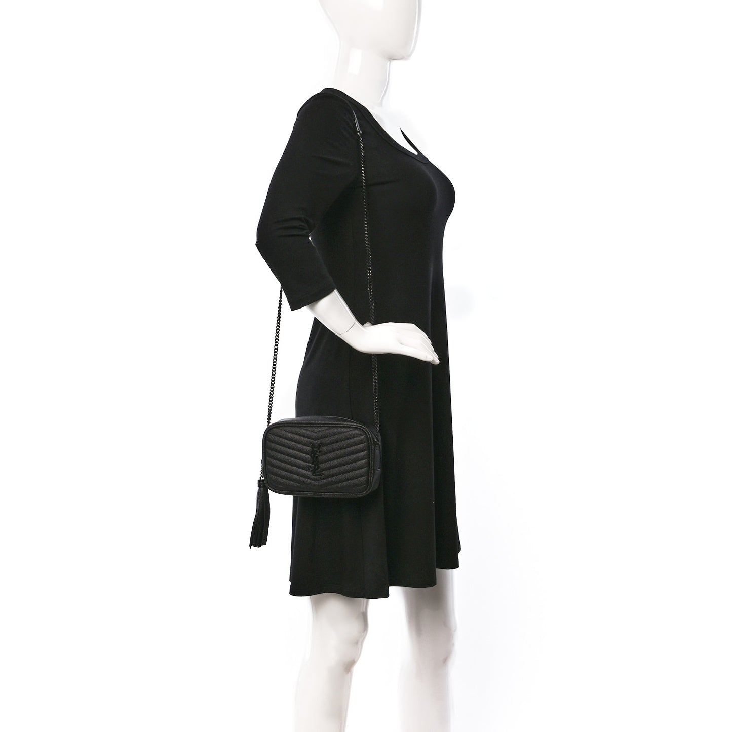 Grain De Poudre Matelasse Monochrome Monogram Mini Lou Camera Bag Black