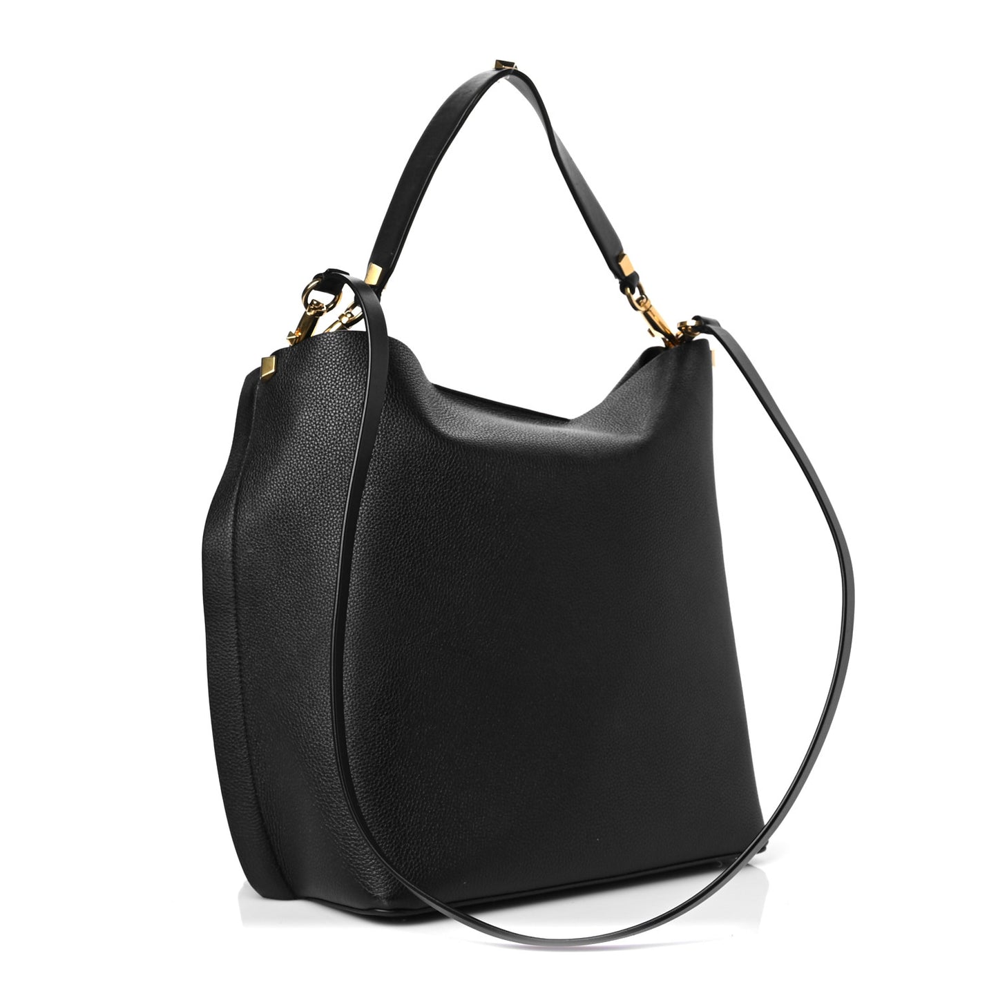 Grainy Calfskin VLogo Escape Hobo Bag Black