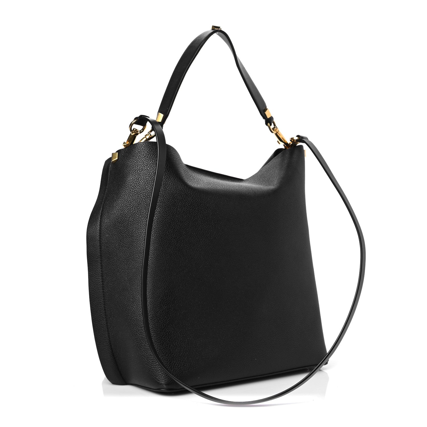 Valentino Garavani Grainy Calfskin VLogo Escape Hobo Bag Black 3 of 8