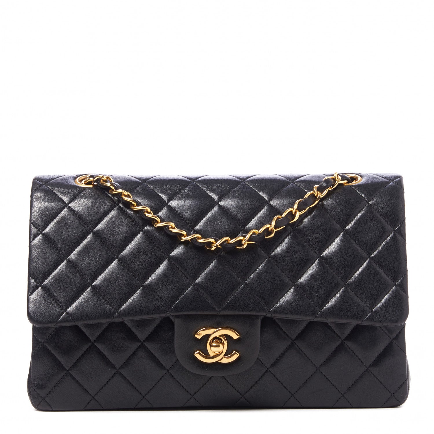Chanel Lambskin Quilted Medium Double Flap Black 1 of 9