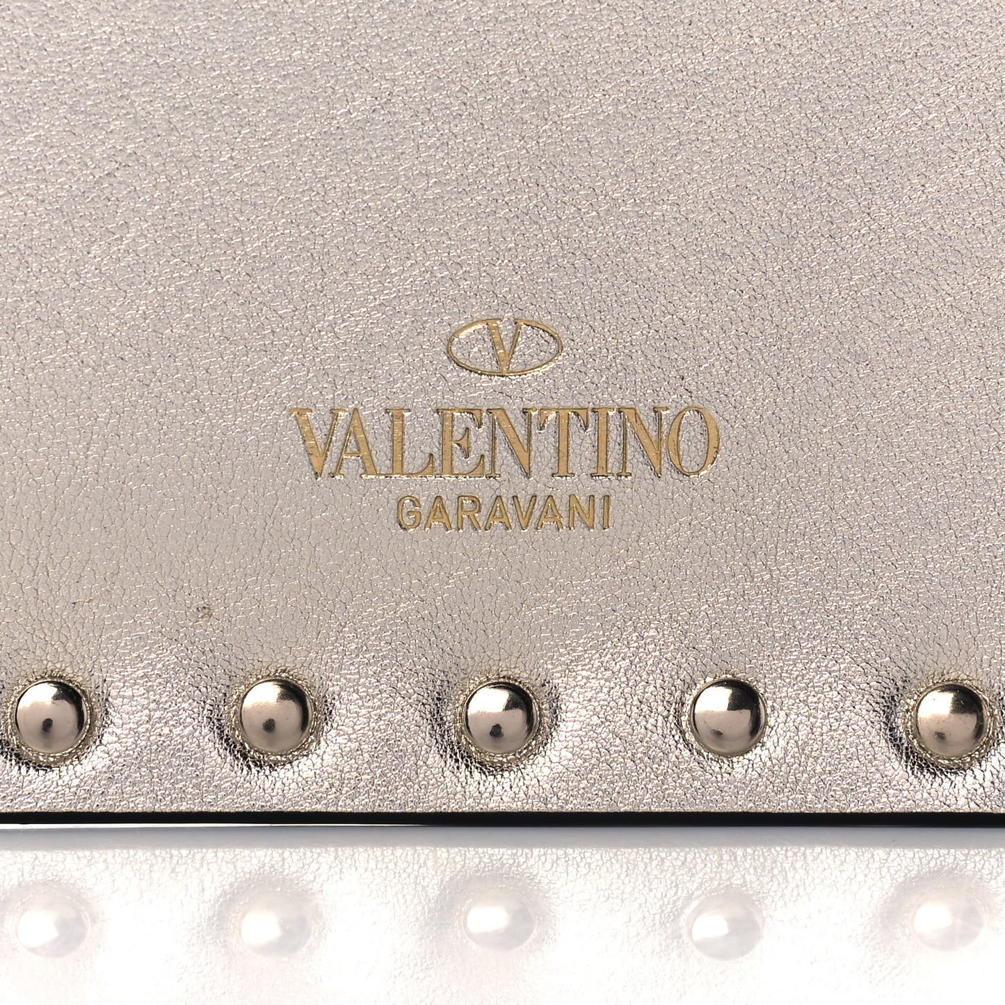 Metallic Calfskin Rockstud Envelope Clutch Sahara