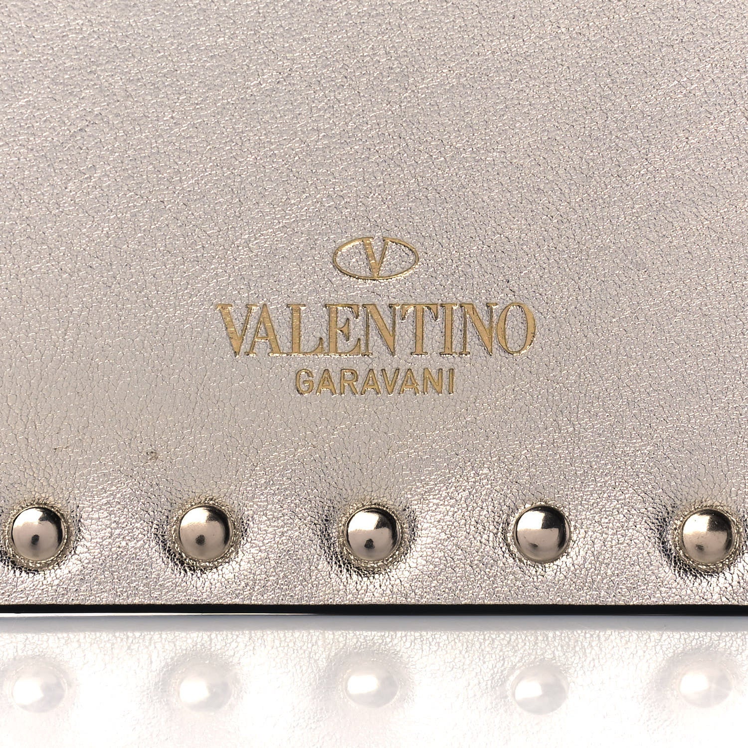 Valentino Garavani Metallic Calfskin Rockstud Envelope Clutch Sahara 7 of 7