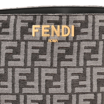 Fendi Chenille Vitello Seta Plexiglass FF Fendi O'Lock Zipper Anthracite Asfalto 8 of 10