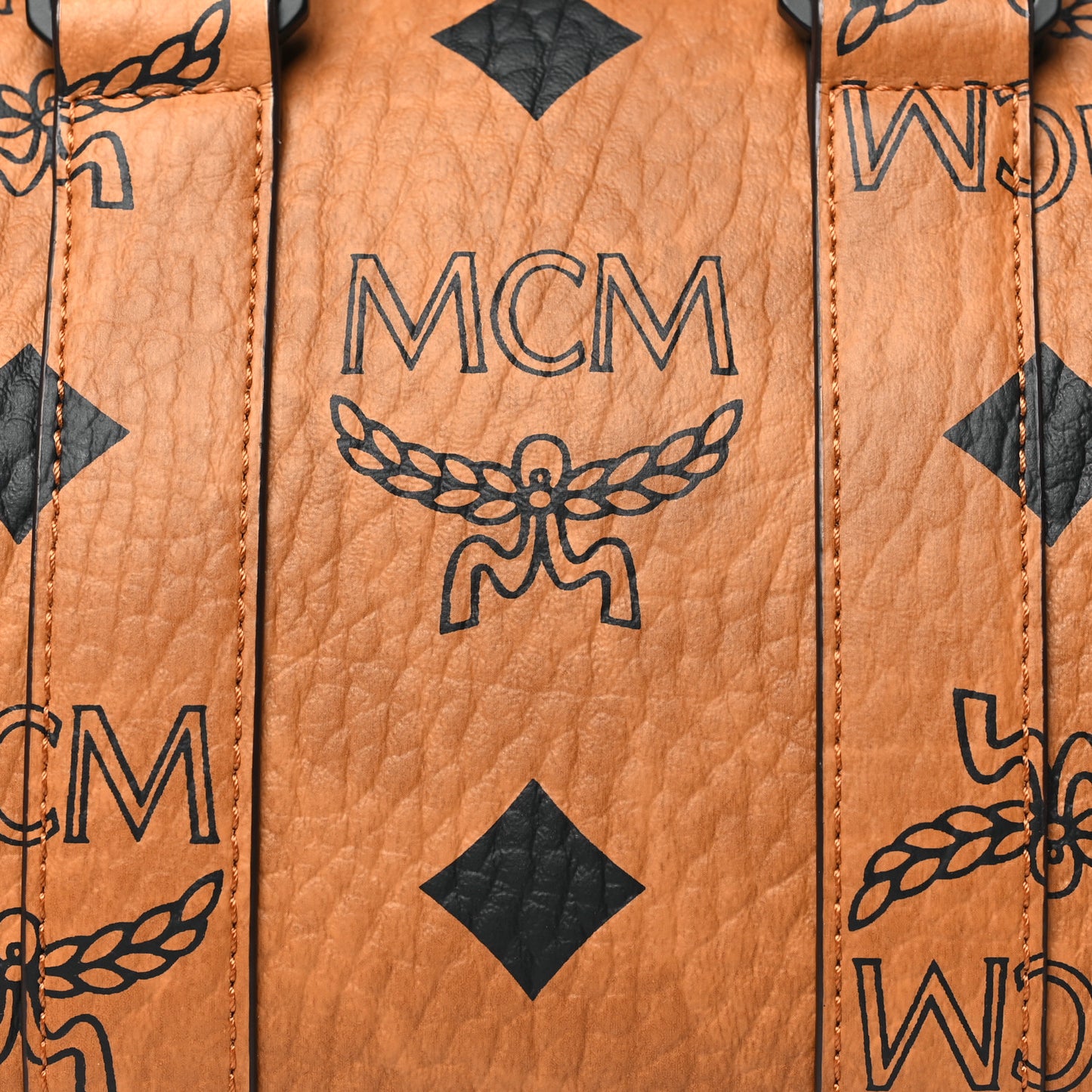 Maxi Visetos Small Aren Boston Bag Cognac