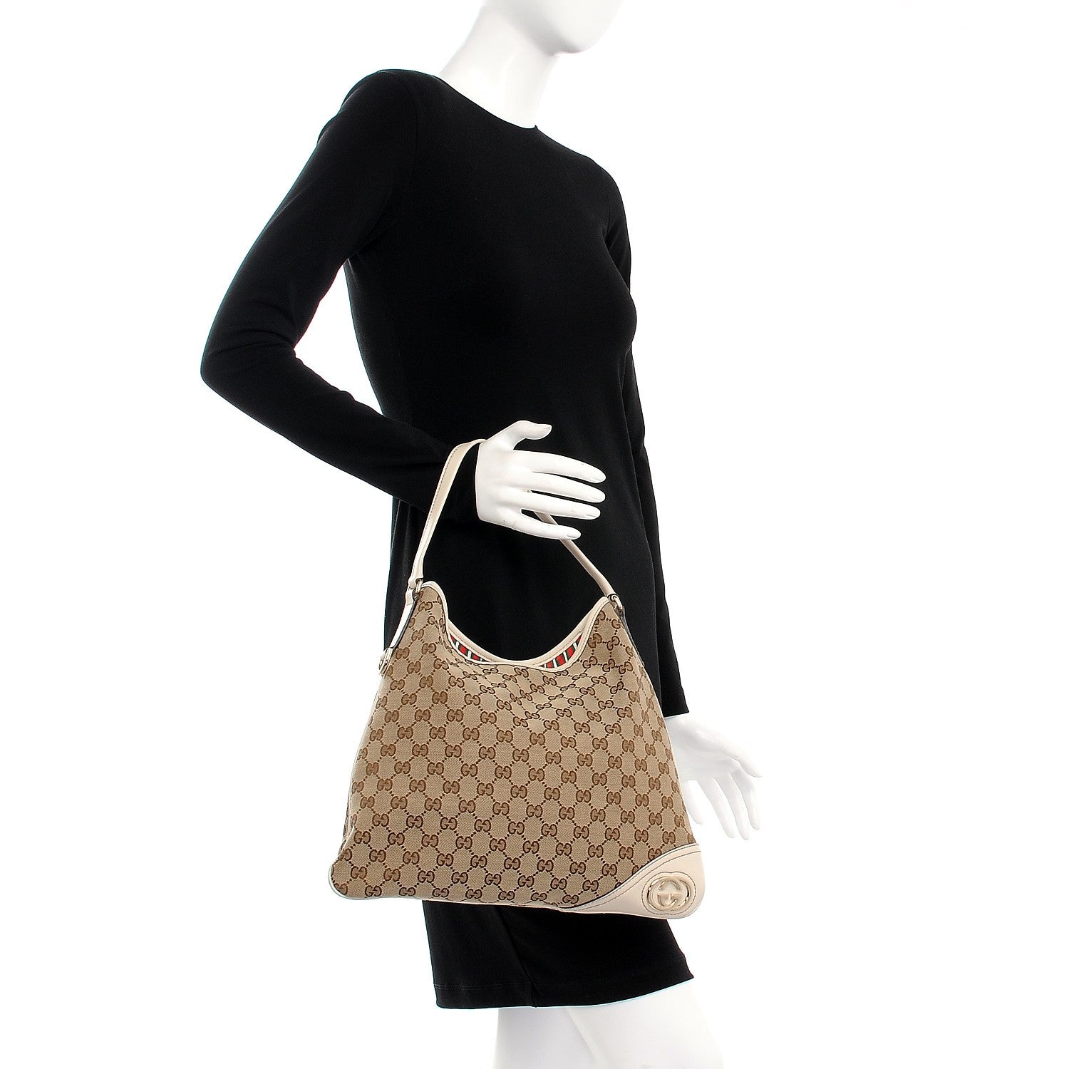 Gucci Monogram Medium New Britt Hobo Off White 2 of 7