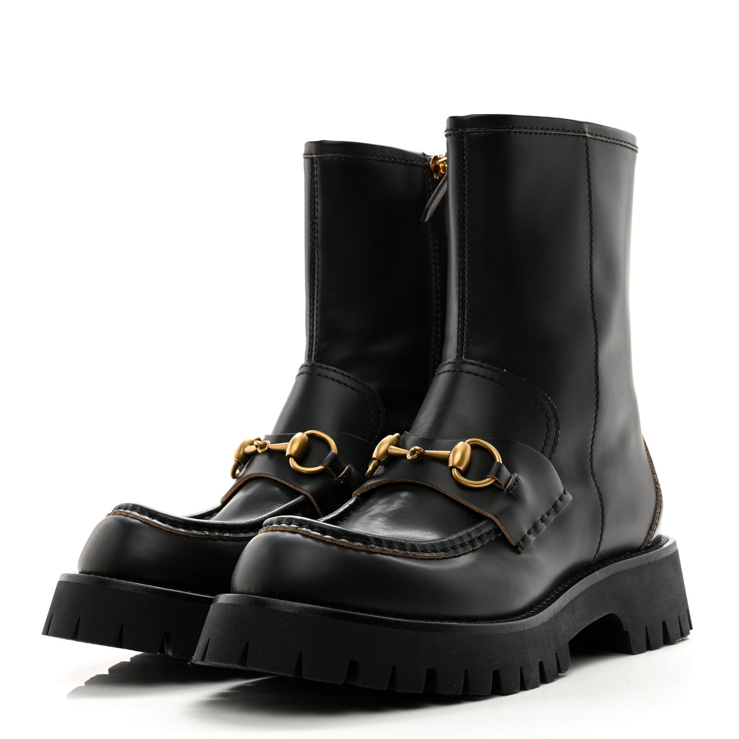 Gucci Cordovan Lux Womens Harald Horsebit 25mm Platform Boots 37.5 Black 3 of 10