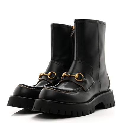 Gucci Cordovan Lux Womens Harald Horsebit 25mm Platform Boots 37.5 Black 3 of 10