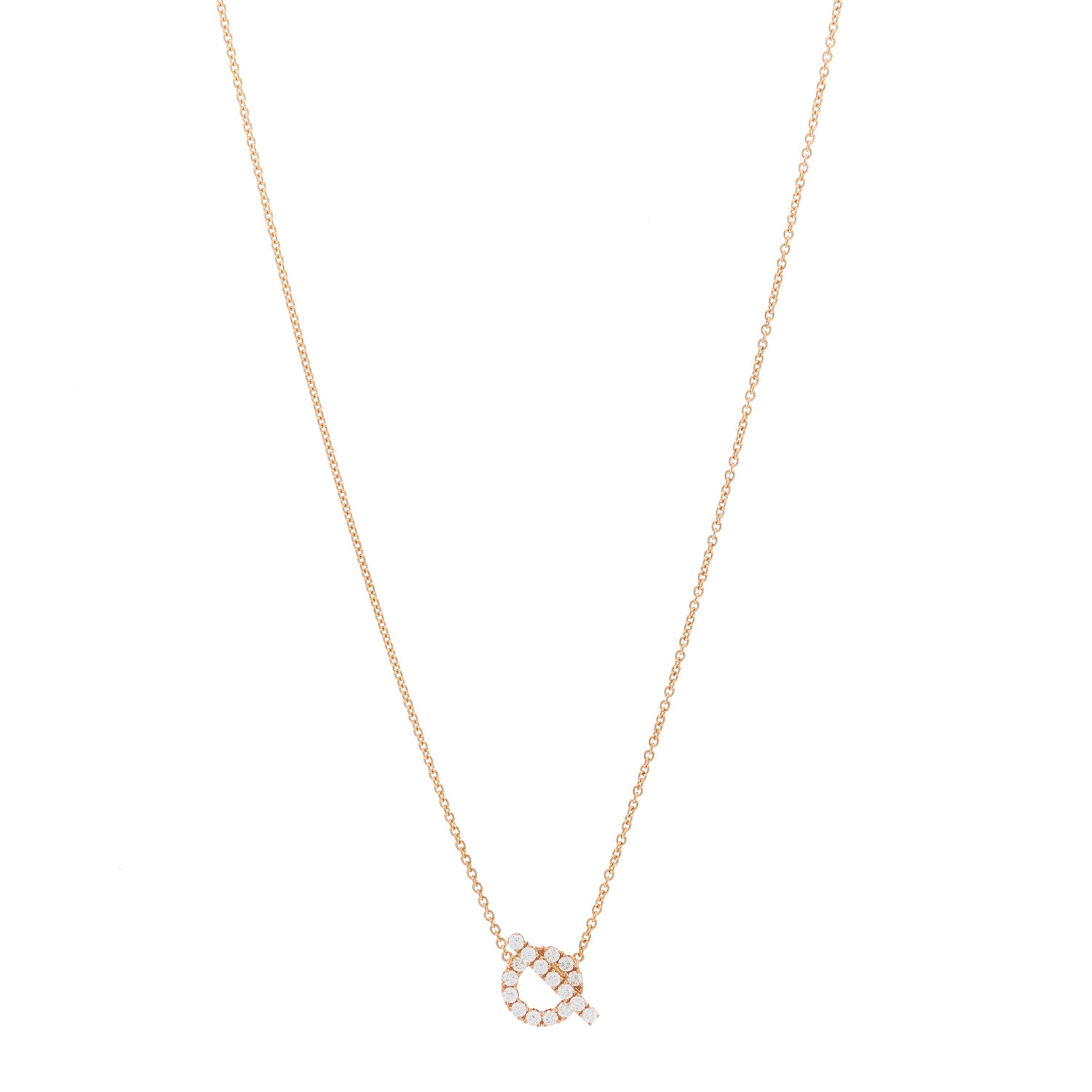 Hermes 18K Rose Gold Diamond Finesse Pendant Necklace 1 of 5