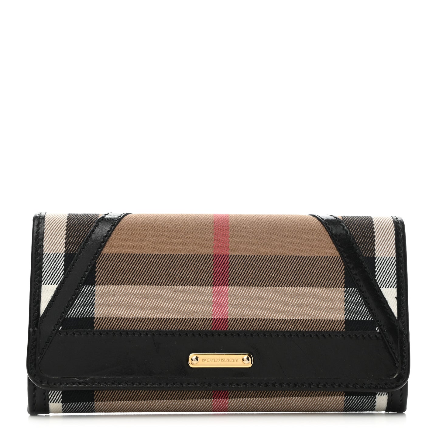 House Check Bridle Calfskin Penrose Continental Wallet Black