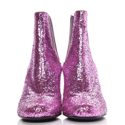 Saint Laurent Metallic Glitter Calfskin Babies Chelsea 90 Ankle Boots 36.5 Pink 2 of 9