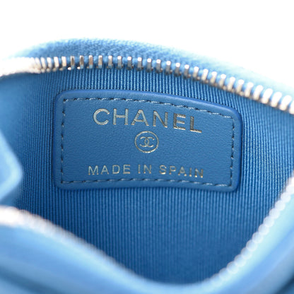 Chanel Caviar Quilted CC Zip Card Holder Blue 6 of 8