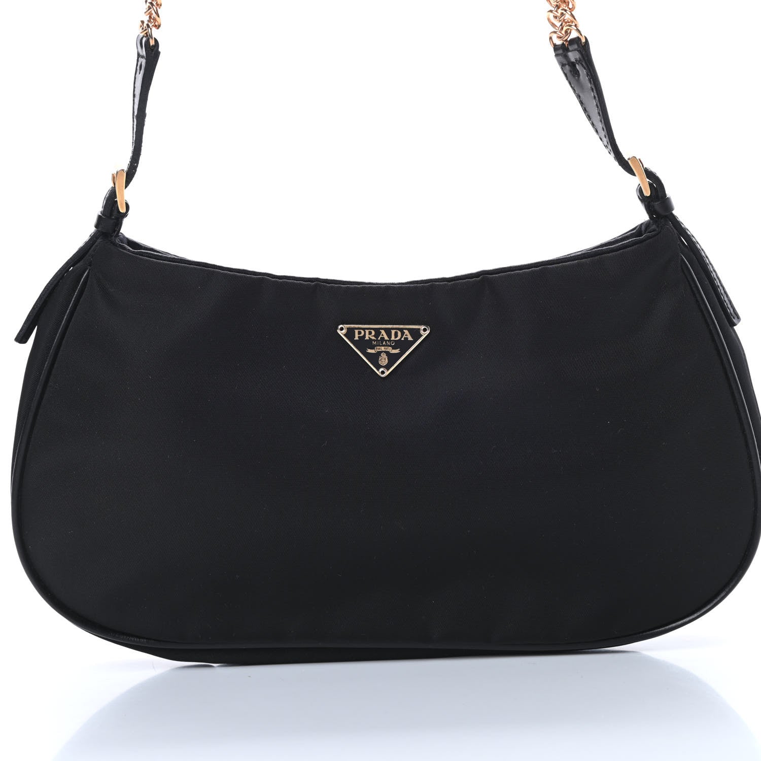 Prada Tessuto Nylon Chain Shoulder Bag Black 8 of 13