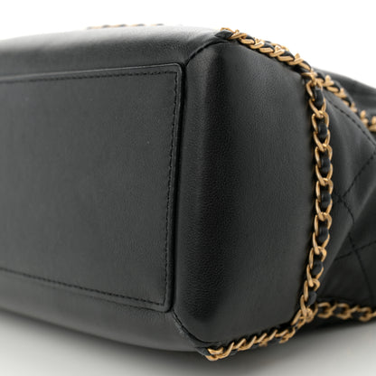 Chanel Calfskin Quilted Chain Lines Shopping Tote Black 10 of 12