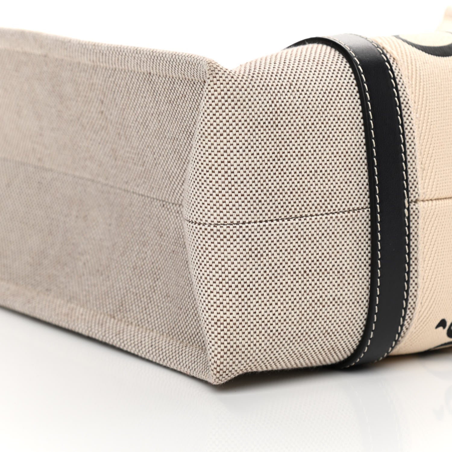Chloe Cotton Calfskin Medium Woody Ribbon Tote White Black 9 of 11