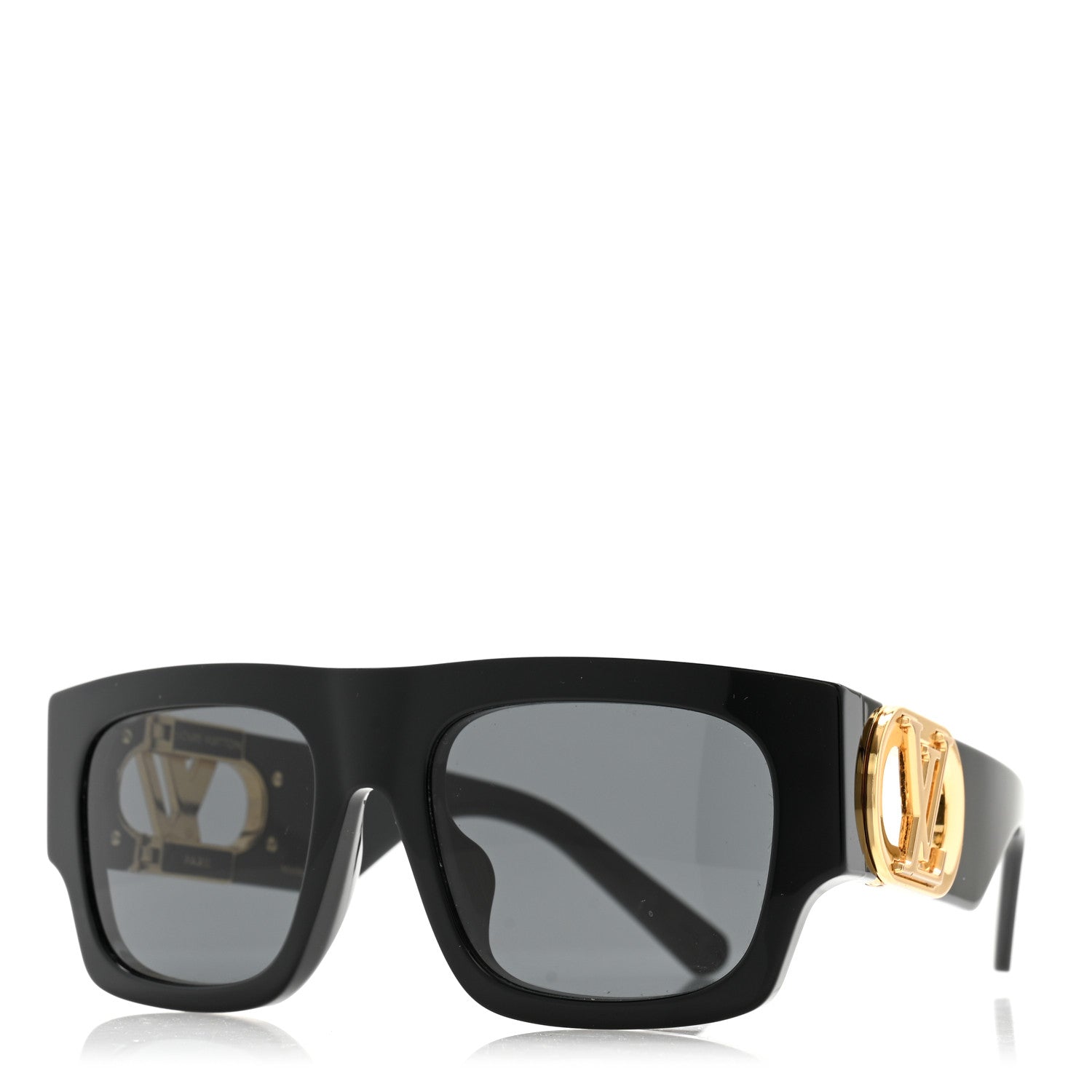 Louis Vuitton Acetate LV Link Square Sunglasses Z1478E Black 1 of 9