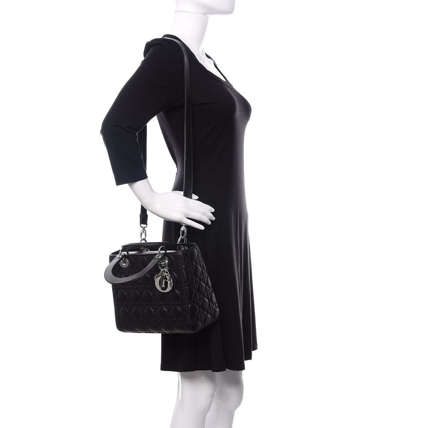 Lambskin Cannage Medium Lady Dior Black